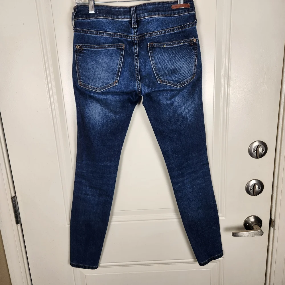 Anthropologie Pilcro Jeans Split Hem Skinny Mid Rise Blue Size 26